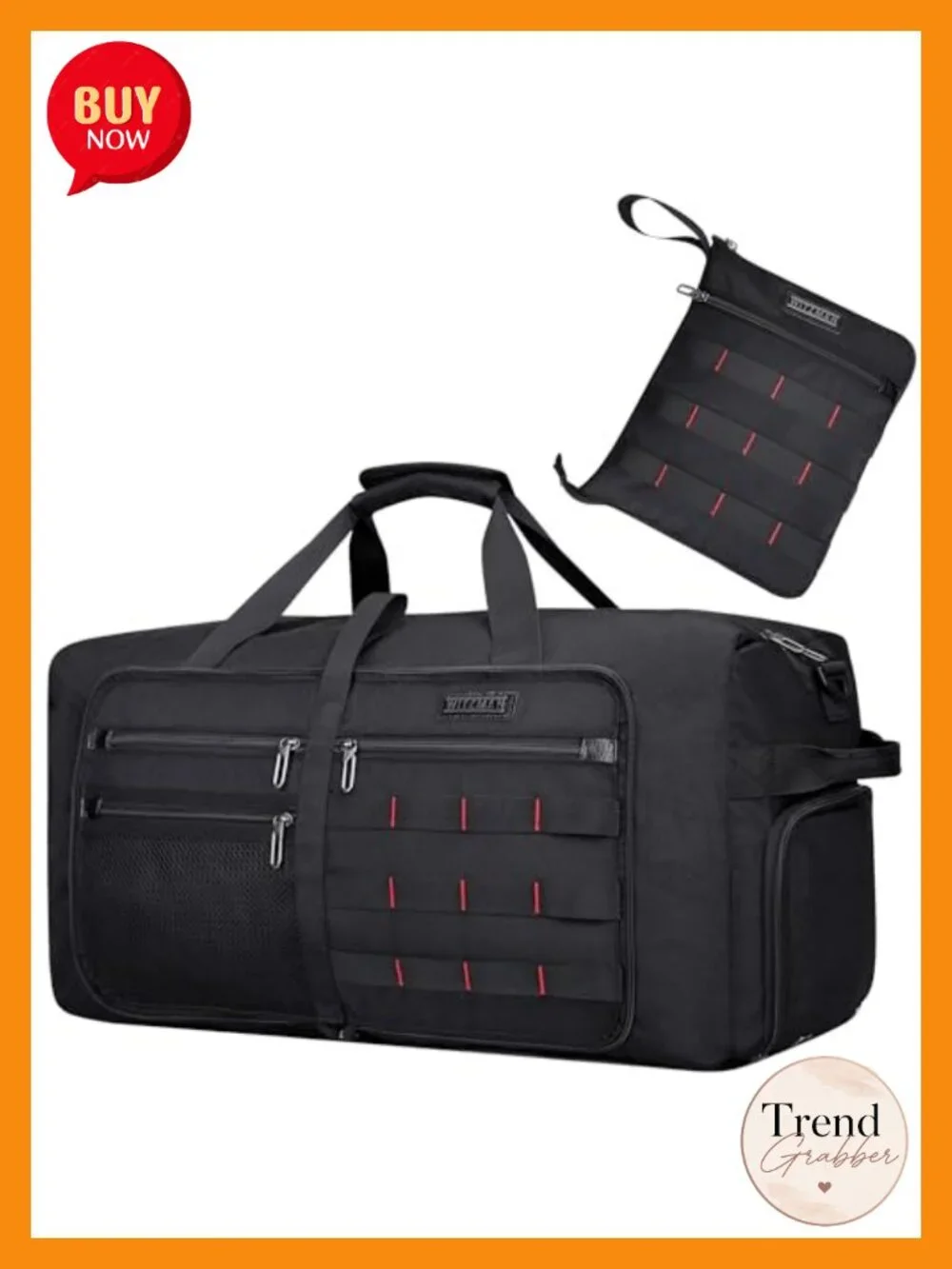 65L Foldable Duffle Bag Travel with Shoe Compartment Nylon